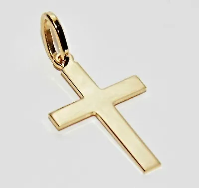 9ct Yellow Gold Plain Cross Pendant - Brand New • £34.95