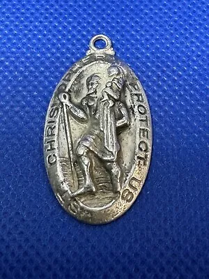 Vintage Saint Christopher Sterling Silver Pendant Medal 11.13 Grams • $14.99