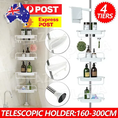 Telescopic Bathroom 4 Tier Shelf Adjustable Wall Corner Shower Rack Organizer • $23.85
