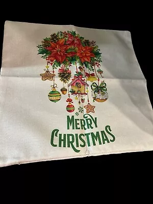 Christmas Pillow Cover 18x18 Merry Christmas Decoration Holiday Poinsettia • $7.99