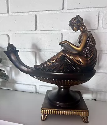 Vintage French Louis XVI Empire Sculpture Woman Reading Bronze Porcelain Heavy • $25