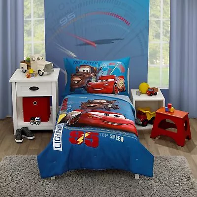 Disney Cars 4 Piece Toddler Bed Set Lightning McQueen Mater Nursery Bedding Sets • $145.30