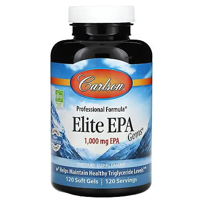 Carlson Labs Elite EPA Gems 1000 Mg 120 Soft Gels Cholesterol-Free Gluten-Free • $73.53