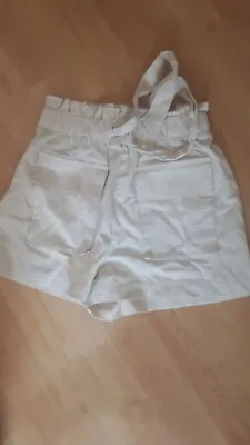 New Ladies Linen Paperbag Beige Shorts Safari Look From Brave Soul  Small Or 8  • £2.99