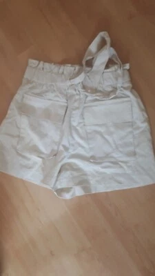 New Ladies Linen Paperbag Beige Shorts Safari Look From Brave Soul  Small Or 8  • £2.99