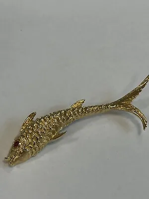 Koi Fish Goldtone Large Vintage Monet Pin Brooch • $18