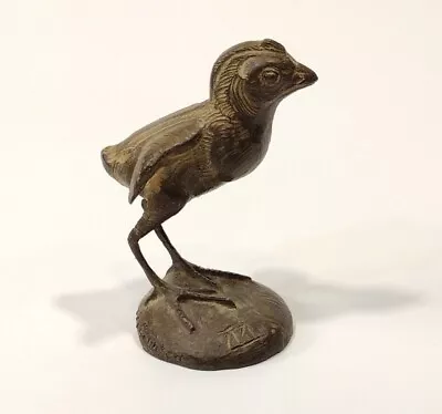 Quail Chick Signed Bronze Sculpture Small 2.5  Metal Art Baby Bird  • $115