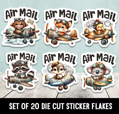 Air Mail Animals Mixed Set Of Die Cut Stickers Happy Mail -  Set Of 20 • $5