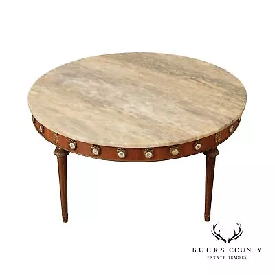 French Louis XVI Style Marble Top Cocktail Table • $895