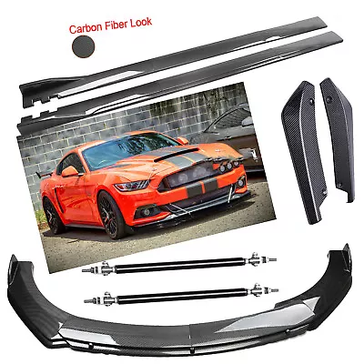 Front Bumper Lip Rear Splitter Spoiler For Ford Mustang Shelby Carbon Fiber Body • $129.99