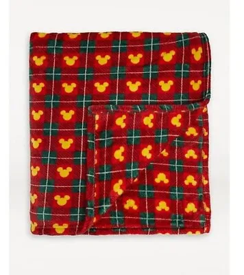 Disney Mickey Minnie Mouse Tartan Super Soft Throw Cosy Sofa  Blanket Bedding  • £19.99