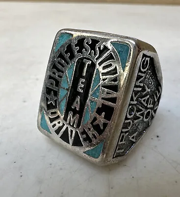 Vintage 1998 Trucker Ring G&S Gordon & Smith Silver Professional Team Driver 10 • $34.99