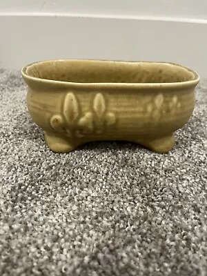 Vtg McCoy Pottery Fleur De Lis Planter Vase In Golden Amber Yellow • $30