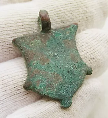 Ancient Medieval Bronze Heraldic Shield Amulet • £0.99