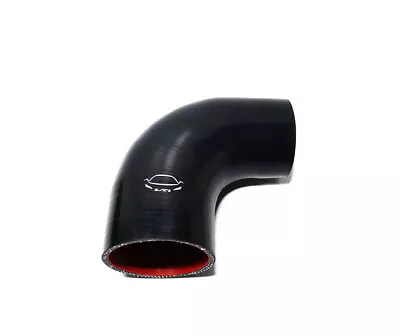 4-Ply Reinforced 2.5 -3  ID 90 Degree Elbow Reducer Coupler Silicone Hose BLACK • $15.99