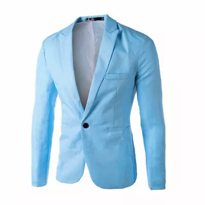 Men Formal Business Work One Button Blazer Jacket Casual Slim Fit Suit Coat Tops • $25.99