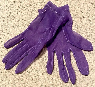 Vintage Finale Sheer Purple 100% Nylon Short Gloves • $16