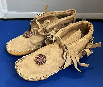 Vintage Native American Made Indian Leather Moccasins Shoes • $72