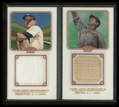 2010 Topps 206 Babe Ruth / Mickey Mantle Dual Jersey BAT #13/99 RARE YANKEES • $499.99