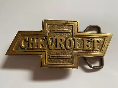 NOS - Vintage CHEVROLET BOW TIE Solid Brass Belt Buckle 1970'S - RARE CHEVY • $25