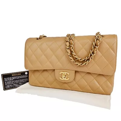 CHANEL CC Matelasse 25 Double Flap Chain Shoulder Bag Caviar Leather 239RJ661 • $6880