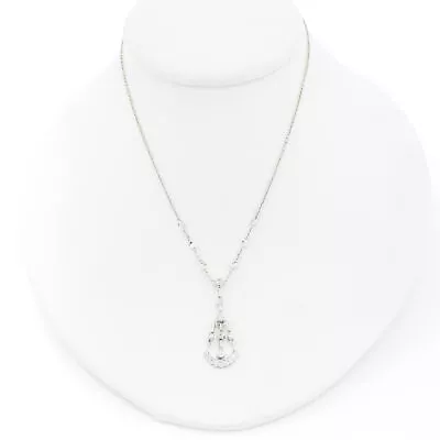 18k White Gold Diamond Drop Pendant Necklace .55 Total CTW 16in #J64021-2 • $1200