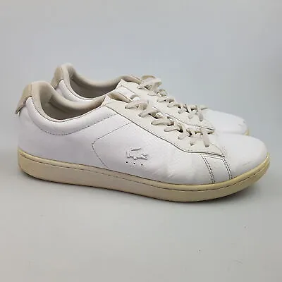 Men's LACOSTE 'Carnaby Evo 318' Sz 9 US Shoes White Leather | 3+ Extra 10% Off • $27.99