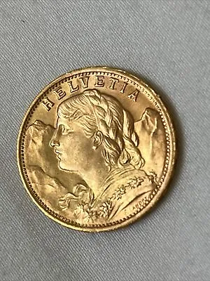 1949 B Swiss Helvetia 20 Francs Vreneli Gold Coin Top Grade B03 • $575