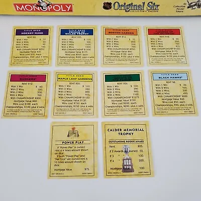 NHL Monopoly Hockey Collector’s Edition Replacement Property Cards • $9.95