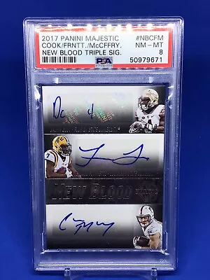 2017 Majestic Cook Fournette McCaffery Triple Auto Autograph Rookie RC PSA 8 /10 • $1499.99