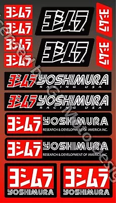 Suzuki Honda Exhaust Yoshimura Motorcycle Metallic 14 Stickers Set Decals /231 • $10.90