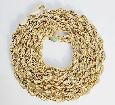 $104.98 • Buy Real 10K Solid Yellow Gold 2mm-5mm Diamond Cut Rope Chain Necklace 16  - 30 