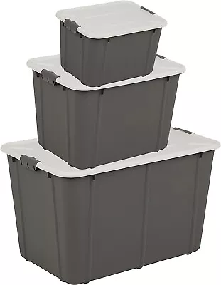Grey Storage Containers Strong Organic Design With Clip Locked Lids • £117.50