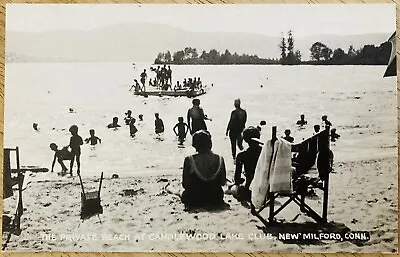 New Milford Conn. C.1930 Pc.(a66)~view  Of Candlewood Lake Club Beach • $2.89