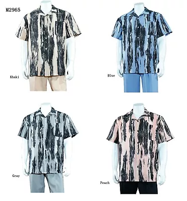 Mens' 2-piece Set Casual Shirt & Pants /Walking Suit 2-tone Art Design # 2965 • $38.89