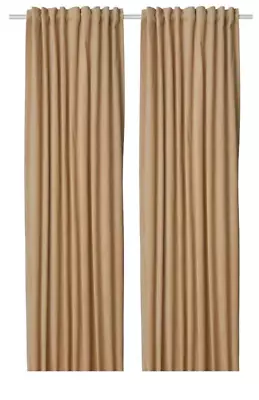 IKEA SANELA Velvet Curtains Beige 140x250cm 1 Pair 2 Panels 505.601.74 RRP £70 • £55