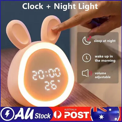 $10.99 • Buy Mini Cute Rabbit Alarm Clock With Night Light LED Digital Clock Bedside Decor