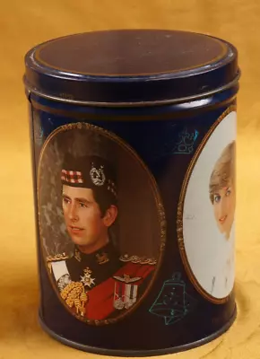 Vintage 1981 Tea Caddy Tin Marriage Of Prince Charles & Lady Diana Spencer • £44.95