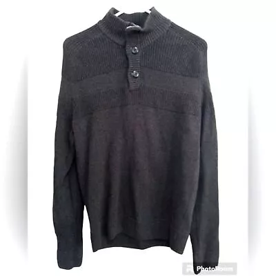 American Rag Shirt Mens Medium Sweater Charcoal Gray Partial Button Prep Casual • $20