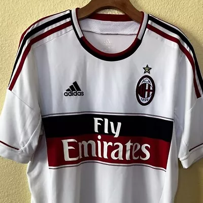 AC Milan Adidas Futbol Soccer  White Jersey Fly Emirates Size M • $49