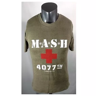 Vintage 1981 MASH 4077 Single Stitch (Small) Olive Green T-Shirt Ultra Thin • $30