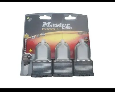 Master Lock Excell Padlock 3 Pack Laminated High Security 50mm M5 EURTRILF • £22.50