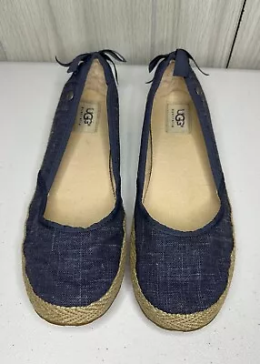 Ugg Shoes Ugg Indah Flat Women's Blue Navy  Ribbon Corset Espadrilles 7.5 • $19.99