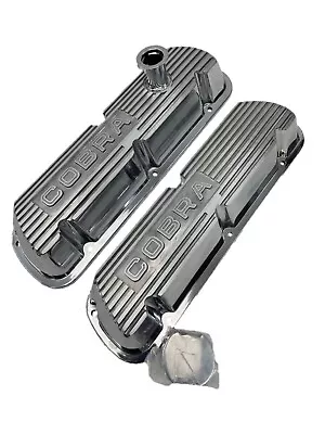 OEM NEW Ford Cobra Polished Aluminum Valve Cover SET PAIR 5.0L 302 SBF • $310.09