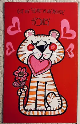 Unused Valentine Tiger Cat Stripe Heart Retro Mod Vintage Greeting Card 1970s • $3.99