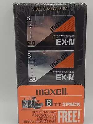 Maxell EX-M 120 8mm Video Cassette Two (2) Pack W Free Storage Album- New Sealed • $12.95