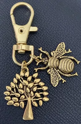 Gold Tone Mulberry Tree Charm/Large Bee Charmed Bag Charm Birthday/Xmas Gift • £5.50