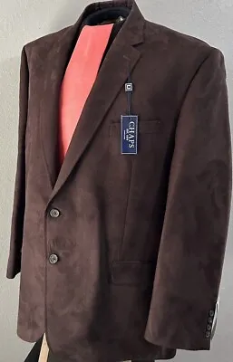 CHAPS Ralph Lauren Sports Coat 50 Reg NEW Brown Faux Suede Blazer Jacket • $44.99