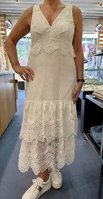 Miss  Selfridge White Lace Midi/ Maxi Dress Size 14 Never Worn • £39