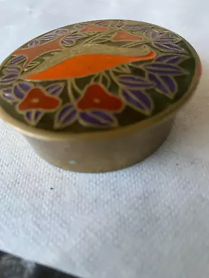 Vintage Brass Trinket Box (floral/fauna). Round 2.3  Diameter. Made In India NEW • $7